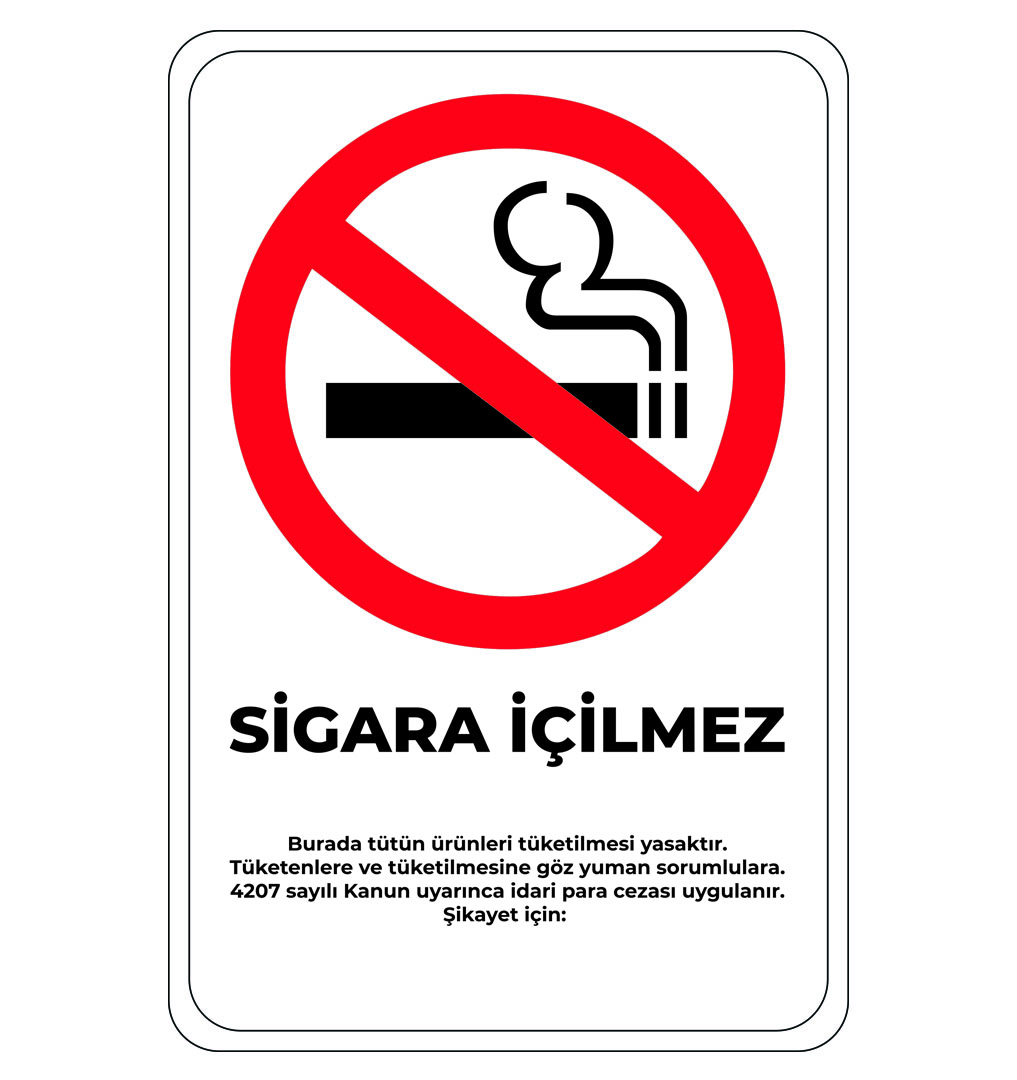 Sigara İçilmez UYARI LEVHASI 16x24 cm